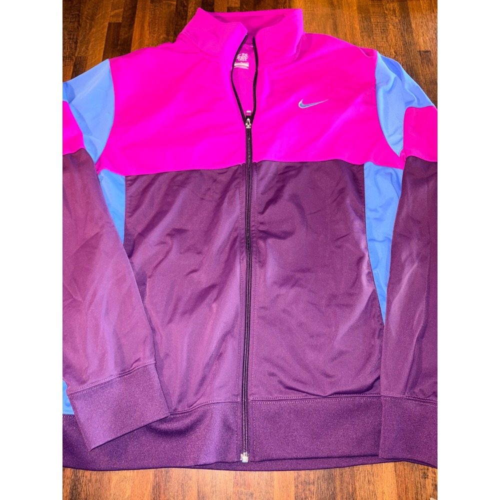 Nike Women‎ XL Colorblock Track Jacket Pink Purple Blue Full Zip Athletic Dept